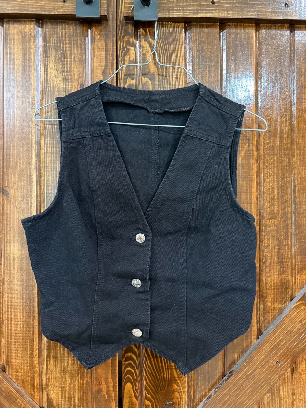 XS Black denim vest